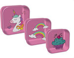 I-Total Unicorn Plastik Kinder Lunchset Einhörner Rosa