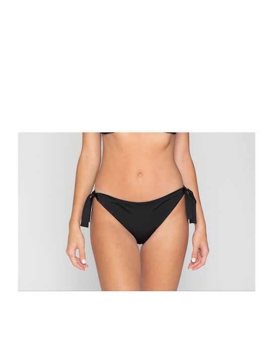 Luna Bikini Slip με Κορδονάκια Μαύρο