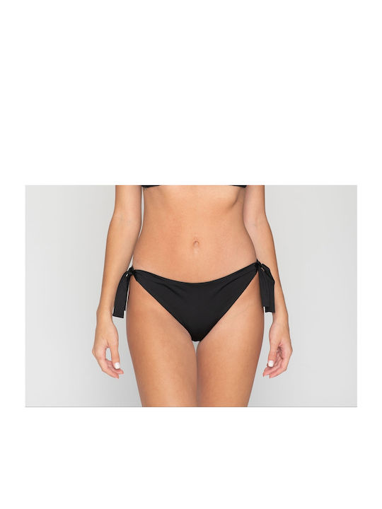 Luna Bikini Alunecare cu Șnururi Negru