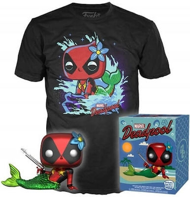 Funko Pop! Tees Marvel: Deadpool - Deadpool Mermaid Playtime (Figurină și Tricou) Mare Ediție Specială