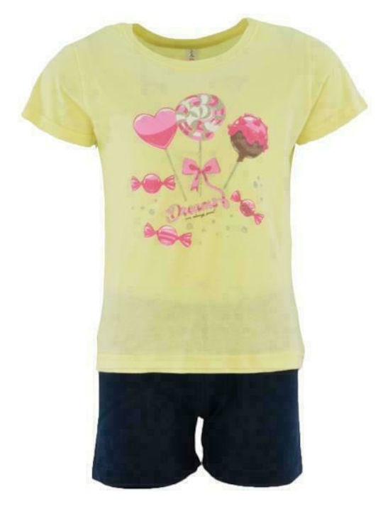 Joyce Set Top & Bottom Kids Summer Cotton Pyjamas Yellow