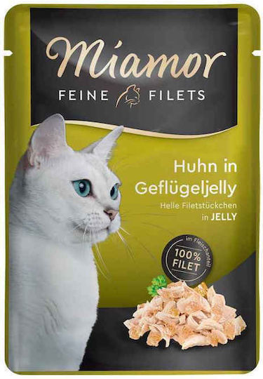 Miamor Feine Filets Jelly Wet Food for Adult Cats in Pouches with Chicken Gluten-Free 100gr