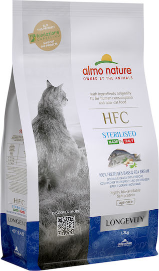 Almo Nature HFC Longevity Sterilised Суха Храна за Стари Кастрирани Котки с Риба 1.2кг