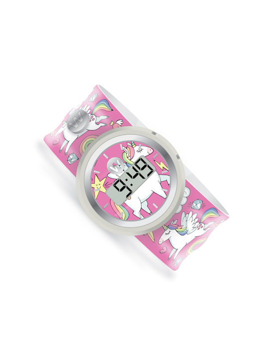 Watchitude Ceas digital pentru copii Unicorn World cu curea din cauciuc/plastic Roz