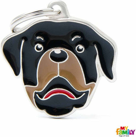My Family Friends Rottweiler Hunde-Identifikationsmarke Schwarz Metall Personalisierung
