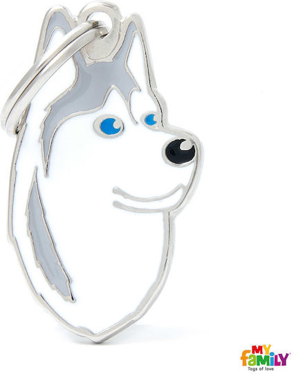 My Family Friends Husky Hunde-Identifikationsmarke Weiß Metall Personalisierung