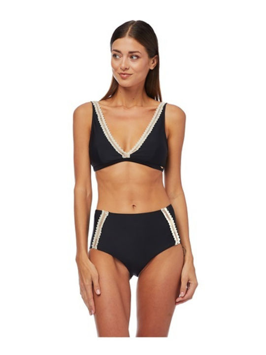 Minerva Triangle Bikini Top Maracaibo with Adjustable Straps Black