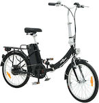 vidaXL 20" Black Folding Electric City Bike with 3 Gears