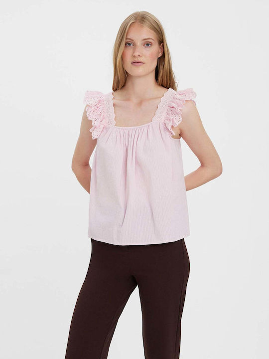 Vero Moda Women's Summer Blouse With Straps Pink