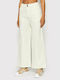 Women's High-waisted Fabric Trousers in Regular Fit Beige
