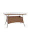 Military Outdoor Dinner Free Standing Metal Table Beige 120x70x75cm