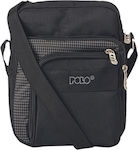 Polo Fabric Shoulder / Crossbody Bag Strike Large with Zipper, Internal Compartments & Adjustable Strap Black 17x9x23cm