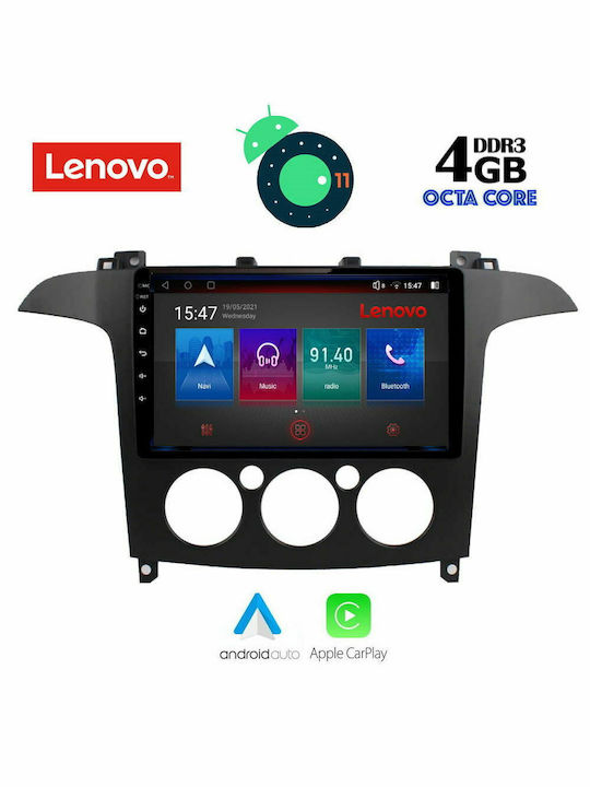Lenovo Car Audio System for Ford S-Max 2006-2014 with A/C (Bluetooth/USB/AUX/WiFi/GPS/Apple-Carplay/CD) with Touch Screen 9"