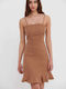 Funky Buddha Summer Mini Dress with Ruffle Brown