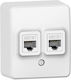 Aca Murata Double Network Socket RJ45 with Frame Type Cat6 in White Color 1000223301