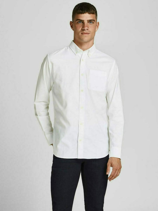 Jack & Jones Men's Shirt Long Sleeve Cotton White