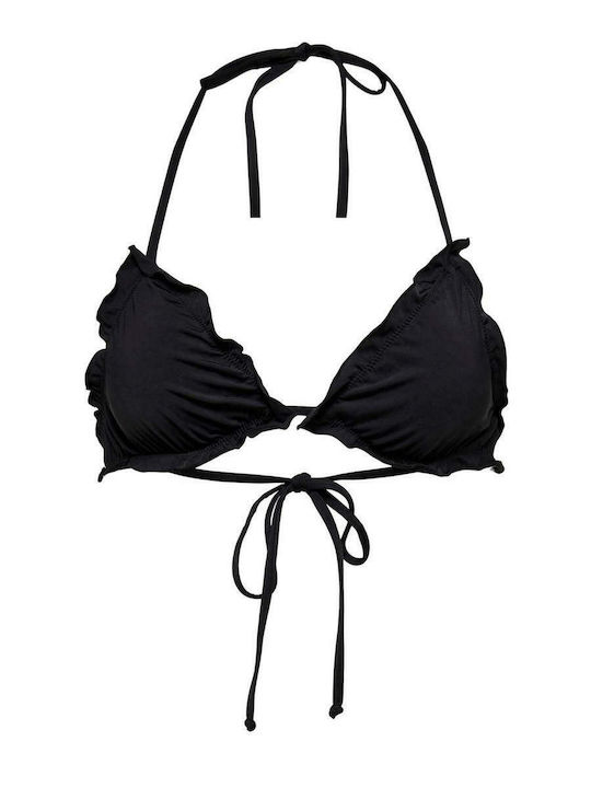 Only Triangle Bikini Top with Ruffles Andrea Black