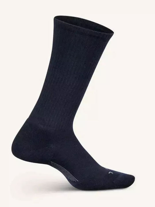 Feetures Cush Crew Casual Rib LM10104 Athletic Socks Blue 1 Pair