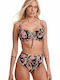 Set Bikini Talie înaltă Floral Negru