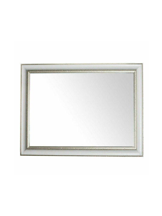 Καθρέπτης ξύλινος τοίχου λευκό ασημί οριζόντιος σχέδιο parma K6023-3 - 50cmx60cm