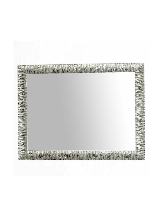 Καθρέπτης ασημί ξύλινος τοίχου οριζόντιος σχέδιο silver milan K4005/2 - 50cmx70cm