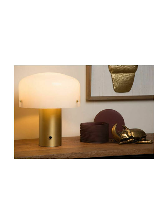 Lucide Lightning Metal Table Lamp for Socket E27 with White Shade and Gold Base
