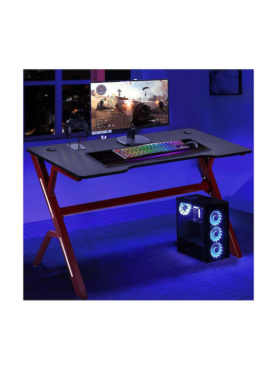 Gaming Office Wooden Red with Metal Legs 120x60x73cm