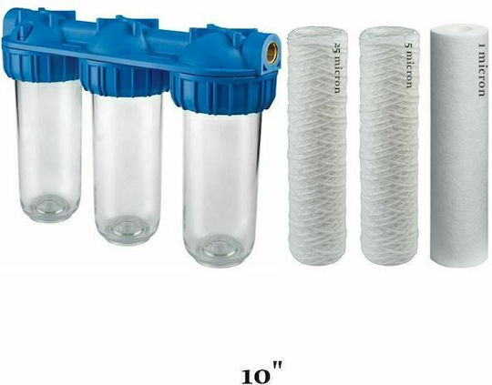 Atlas Filtri 3P Senior Plus Triplex AFO SX Συσκευή Φίλτρου Νερού Κάτω Πάγκου / Κεντρικής Παροχής Τριπλή 3/4'' με Ανταλλακτικό Φίλτρο Atlas Filtri FA 10 SX 25mcr, Atlas Filtri FA 10 SX 5mcr,Atlas Filtri CPP 110 SX 1mcr