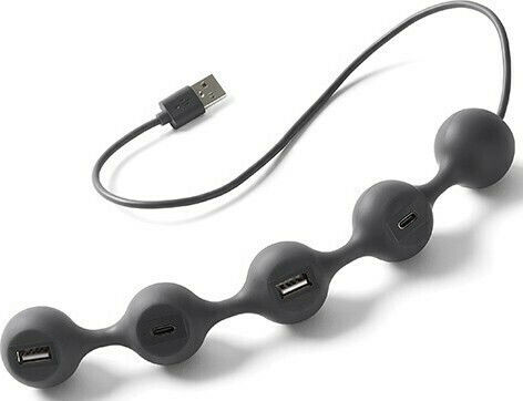 Lexon Peas Hub Hub 4 USB 2.0 Anschlüsse mit USB-A Verbindung Graues