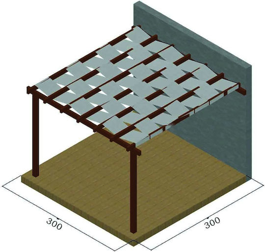 Πέργκολα Κήπου από Ξύλο με Οροφή 300x300cm
