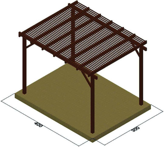 Πέργκολα Κήπου από Ξύλο με Οροφή 400x400cm