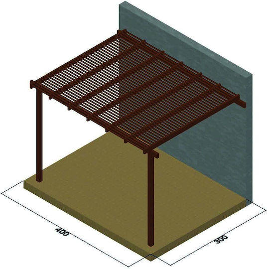 Πέργκολα Κήπου από Ξύλο με Οροφή 300x300cm