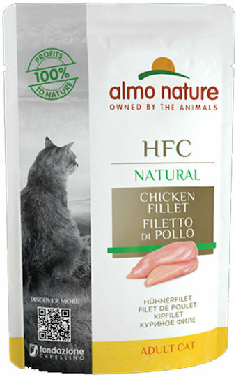 Almo Nature HFC Natural Wet Food for Adult Cats in Pouches with Chicken Gluten-Free 55gr