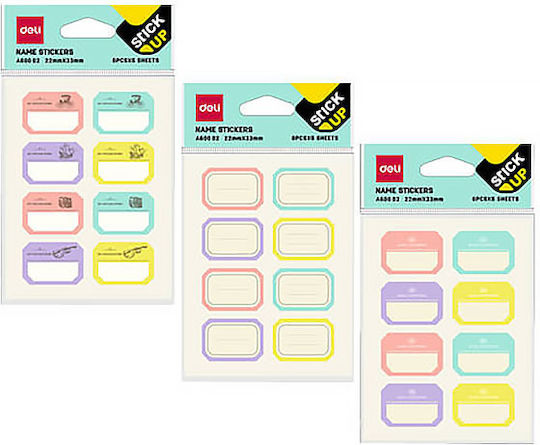 Deli 8 buc Etichete Adezive Mici Rectangulare Multicolore 22x33mm