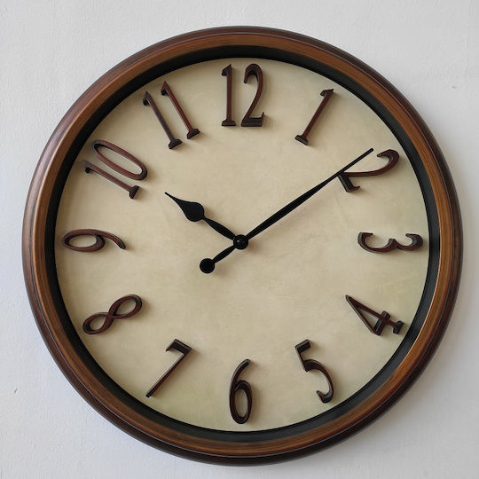 Oriana Ferelli 1803A-1 Wall Clock Plastic Brown Ø46cm