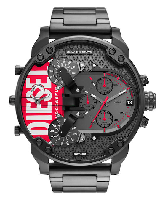 Diesel Mr Daddy 2.0 Men's Watch 57mm Chronograph Battery with Black Metal Bracelet