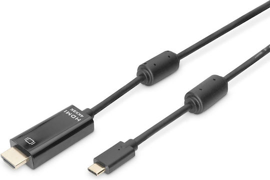 Digitus HDMI 2.0 Premium High Speed 4K 60Hz HDR Cable HDMI Male - USB-C Male 5m Black