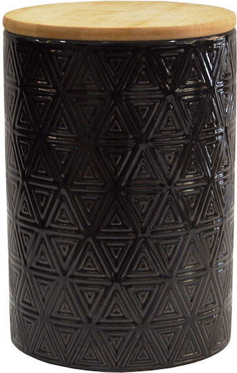 Sidirela Vase General Use with Airtight Lid Ceramic Black 11x11x16cm