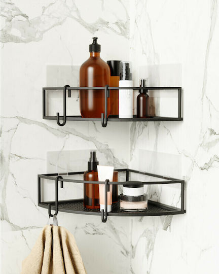 Umbra Cubico Corner Wall Mounted Bathroom Shelf Metallic with 2 Shelves 23x23x8cm Black Umbra Cubico Corner Wall Mounted Bathroom Shelf Metallic with 2 Shelves 23x23x8cm Black