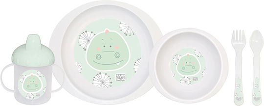 Saro Set de hrănire Crocodille din Plastic Verde 6buc pentru 6+ luni
