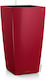 Lechuza Cubico Premium Self-watering Pot Plastic Scarlet Red High-Gloss 40x40x75cm.