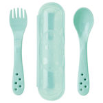 Saro Baby Set with Fork made of Plastic in Case for 6+ months Mint 2pcs