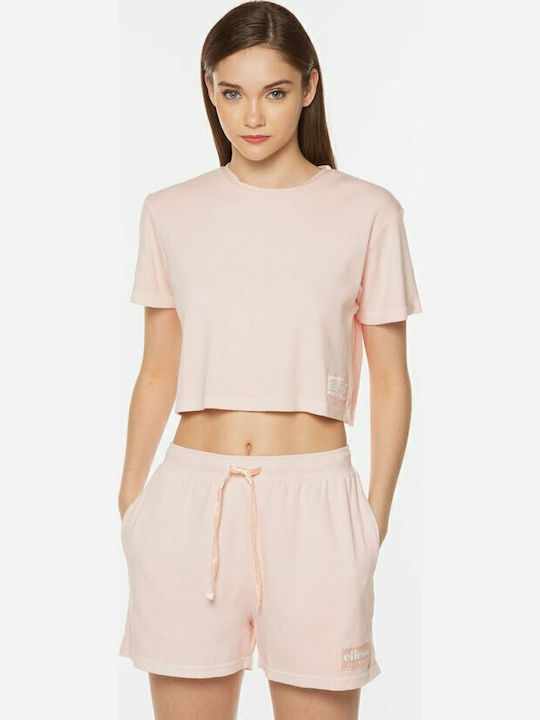 Ellesse Negozio Damen Sport Crop Top Kurzarm Rosa