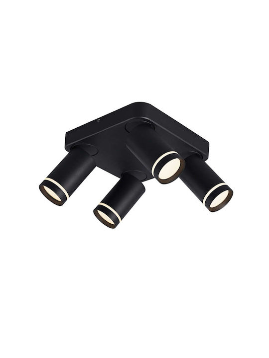 Aca Divino Spot with 4 Lights and with Socket GU10 in Black Color