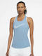 Nike Damen Sportlich Baumwolle Bluse Ärmellos Hellblau