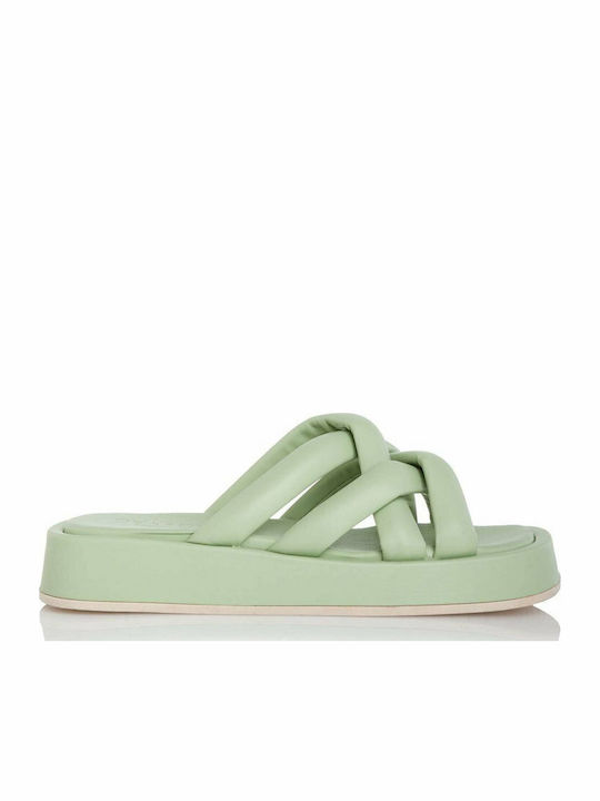 Sante Γυναικεία Σανδάλια Flatforms Πράσινα