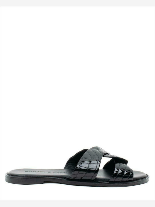 Papuci de casă pentru femei PHILIPPE LANG 10160-SS22 BLACK CROCO BLACK BLACK