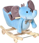 HomCom Fabric Rocking Toy Elephant for 18+ months with Music & Wheels with Max Load Capacity 60kg Light Blue