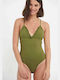Funky Buddha One-Piece Swimsuit with Open Back Green