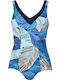 One Piece Swimsuit For Large Bust Floral Blue